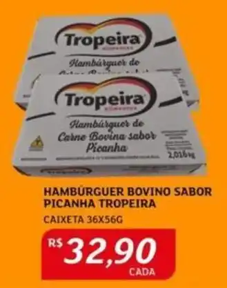 Assaí Atacadista HAMBURGUER BOVINO SABOR PICANHA TROPEIRA CAIXETA 36X56G oferta