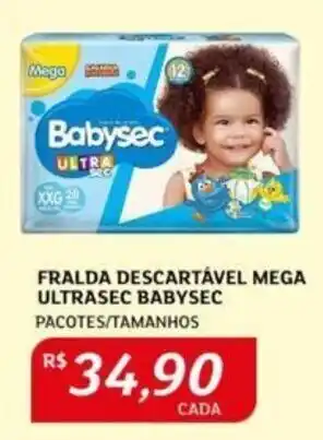 Assaí Atacadista FRALDA DESCARTÁVEL MEGA ULTRASEC BABYSEC PACOTES/TAMANHOS oferta