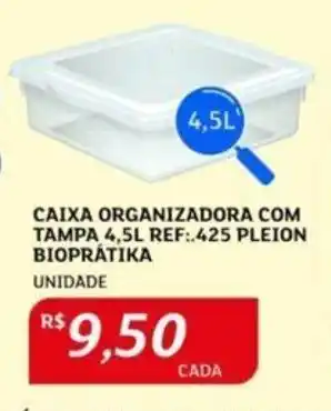 Assaí Atacadista CAIXA ORGANIZADORA COM TAMPA 4,5L REF:.425 PLEION BIOPRATIKA UNIDADE oferta