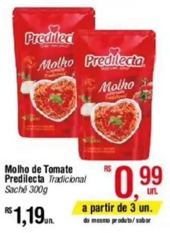 Fort Atacadista Molho de Tomate Predilecta Tradicional Sachê 300g oferta