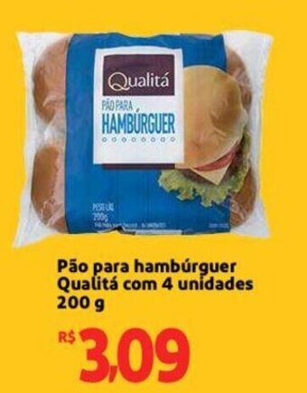 Extra Supermercado Pao para Hamburguer Qualita com 4 unidades 200g oferta