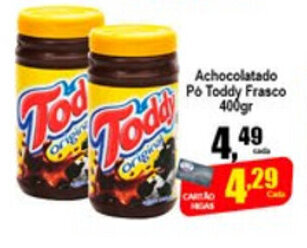 Achocolatado po Toddy Frasco 400g