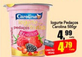 Higa's Supermercado Iogurte Pedacos Carolina 500g oferta