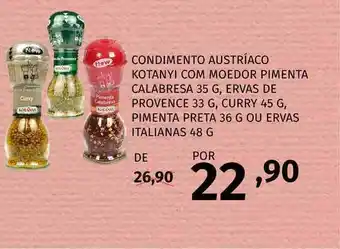 Condimento Austríaco Kotanyi Com Moedor Pimenta Calabresa 35g, Ervas De Provence 33g, Curry 45g, Pimenta Preta 36g Ou Ervas I