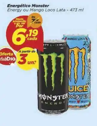 Dia Energético Monster Energy Ou Mango Loco Lata 473ml oferta