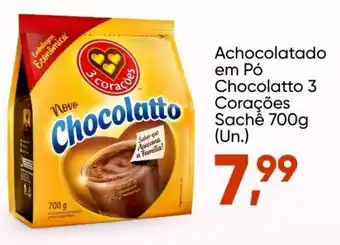 Imec Supermercados Achocolatado em po Chocolatto 3 Coracoes sache 700g oferta