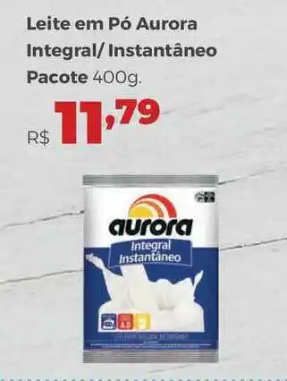 Villarreal Supermercados Leite Em Pó Aurora Integral Instantâneo Pacote 400g oferta
