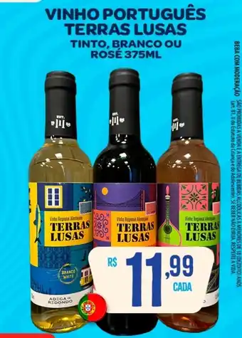 Atacadão Dia a Dia VINHO PORTUGUÊS TERRAS LUSAS TINTO, BRANCO OU ROSE 375ML oferta