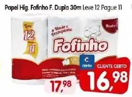 Cercadão Papel Hig. Fofinho F. Dupla 30m Leve 12 Pague 11 oferta