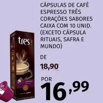 Super Nosso Cápsulas De Café Espresso Três Corações Sabores Caixa Com 10 Unid. (exceto Cápsula Rituais, Safra E Mundo) oferta