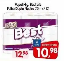 Cercadão Papel Hig. Best Lite Folha Dupla Neutro 20m c/ 12 oferta