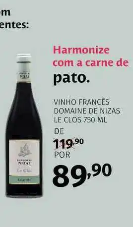 Super Nosso Vinho Francês Domaine De Nizas Le Clos 750ml oferta