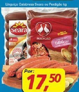 Supermercados Guanabara Linguica Calabresa Seara ou Perdigao 1kg oferta