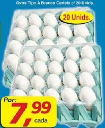 Supermercados Guanabara Ovos Tipo A Branco Cartela c/ 20 unids. oferta