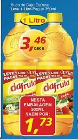 Supermercados Guanabara Suco de Caju Dafruta leve 1L pague 750ml oferta