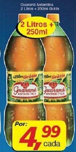 Supermercados Guanabara Guarana Antarctica 2L + 250ml Gratis oferta
