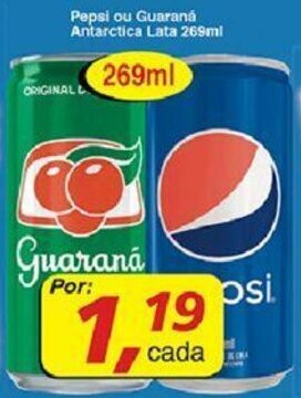 Supermercados Guanabara Pepsi ou Guarana Antarctica lata 269ml oferta
