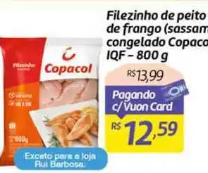 Comper Filezinho De Peito De Frango (sassami) Congelado Copacol Iqf 800g oferta