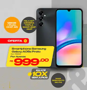 Casa e Vídeo Smartphone Samsung Galaxy AO5s Preto oferta