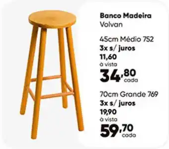 Zaffari Banco Madeira Volvan 45cm oferta