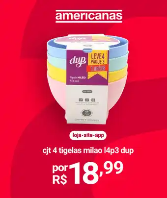 Lojas Americanas cjt 4 tigelas milao 14p3 dup oferta