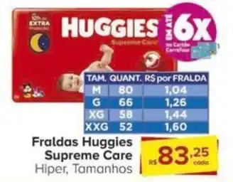 Carrefour Fraldas Huggies Supreme Care Hiper, Tamanhos oferta