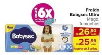 Carrefour Fralda Babysec Ultra Mega, Tamanhos oferta