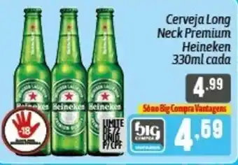 Supermercados Big Compra Cerveja Long Neck Premium Heineken 330ml cada oferta
