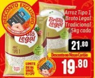 Supermercados Big Compra Arroz Tipo 1 Broto Legal Tradicional 5kg cada oferta