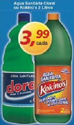 Agua Sanitaria Cloral ou Kokino's 2L