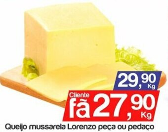 Supermercados Gricki Queijo mussarela Lorenzo peca ou pedaco 1kg oferta