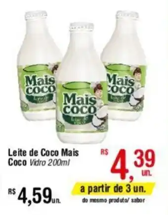 Fort Atacadista Leite de Coco Mais Coco Vidro 200ml oferta