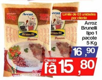 Supermercados Gricki Arroz Brunelli tipo 1 pacote 5kg oferta
