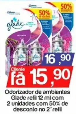 Odorizador de Ambientes Glade refil 12ml com 2 unidades com 50% de desconto no 2 refil