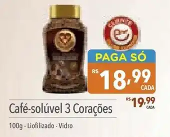 Supermercados Condor Café-solúvel 3 Corações 100g-Liofilizado - Vidro oferta