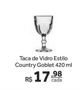 Taca De Vidro Estilo Country Goblet 420ml