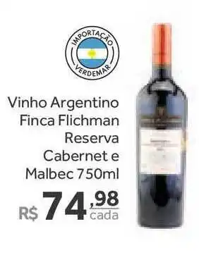 Verdemar Supermercado Vinho Argentino Finca Flichman Reserva Cabernet E Malbec 750ml oferta