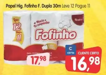 Cercadão Papel Hig. Fofinho F. Dupla 30m Leve 12 Pague 11 oferta