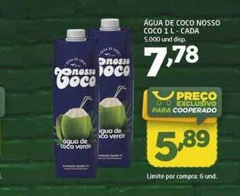 Cooper água De Coco Nosso Coco oferta