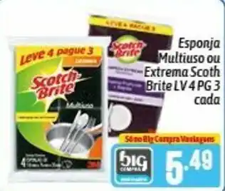 Esponja Multiuso ou Extre,a Scoth Brite lv 4 pg 3 cada
