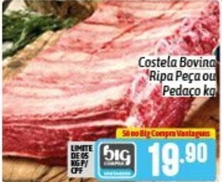 Supermercados Big Compra Costela Bovina Ripa peca ou pedaco 1kg oferta