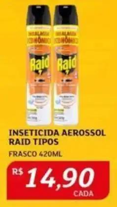INSETICIDA AEROSSOL RAID TIPOS FRASCO 420ML