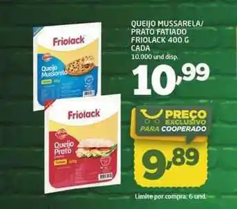 Cooper Queijo Mussarela-prato Fatiado Friolack 400g oferta