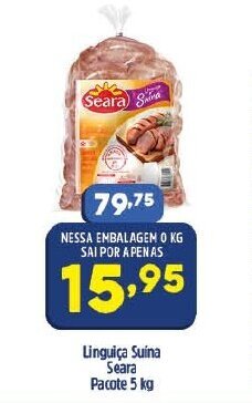 Arena Atacado Linguica Suina Seara pacote 5kg oferta