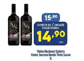Arena Atacado Vinho Nacional Quintvs Vento Serrano Bordo Tinto Suave 1L oferta