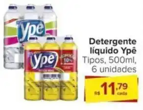 Carrefour Detergente líquido Ypê Tipos 500ml 6 unidades oferta