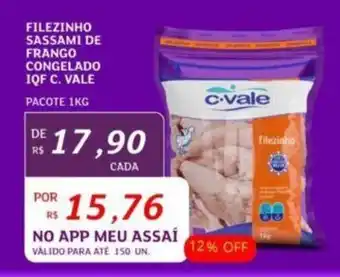 Assaí Atacadista FILEZINHO SASSAMI DE FRANGO CONGELADO IQF C. VALE PACOTE 1KG oferta