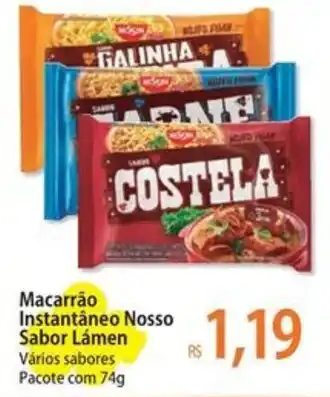 Atacadão Macarrão Instantâneo Nosso Sabor Lámen Vários sabores Pacote com 74g oferta