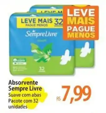 Atacadão Absorvente Sempre Livre Suave com abas Pacote com 32 unidades oferta