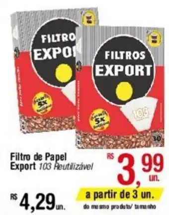 Fort Atacadista Filtro de Papel Export 103 Reutilizável oferta